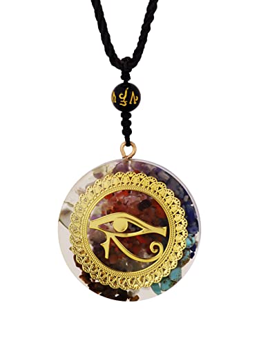 MINACHI Orgone Necklace, 7 Chakra Stone Orgonite Pendant for Spiritual Healing and Positive Energy Meditation - color: Eye of Horus