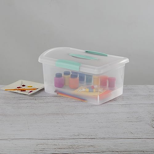 Sterilite 6 Pack Stackable Storage Bin with Latch Lid, Medium Nesting ShowOffs, Clear - size: Medium, style: 6 Pack