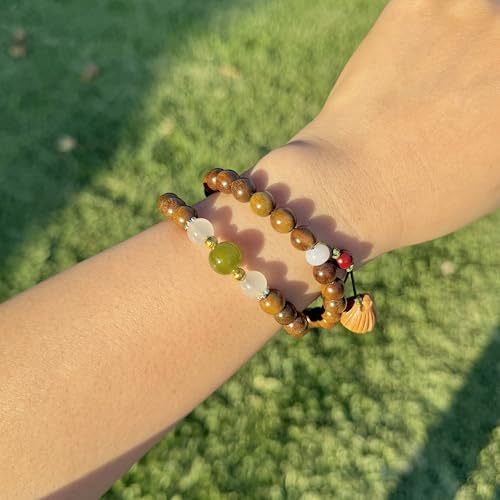 Natural Aromatic Green Sandalwood Double Loop Bracelet AAA Verawood Diffuse Meditation Beads With 1pc Of Lotus Seedpod Tassel