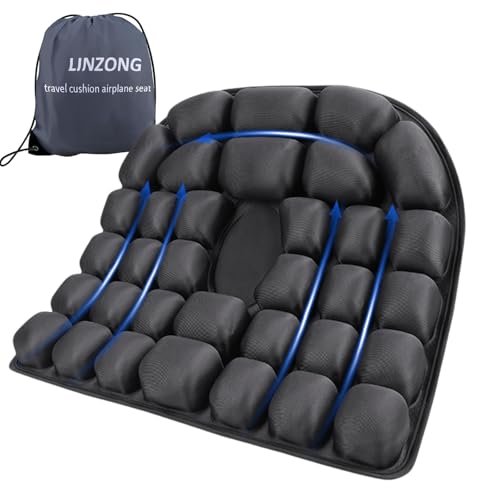 Travel Cushion,Airplane seat Cushion, Pressure Relief Inflatable seat Cushions for Tailbone Pain Relief,for air Travel Airplane Seats,Office Chair,Wheelchair,car