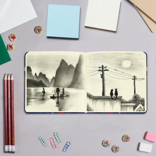 Mifuner 4.8x4.8in 80gsm Mini Notebooks Art Blank Pages Sketchbooks Travel Journal Pocket Hardcover Paint Writing Notebook Blank Diary Memo Planner Sketchbook Fabric Cover.Red Ball - color: Cloth-Red Ball