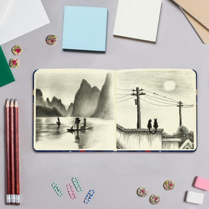 Mifuner 4.8x4.8in 80gsm Mini Notebooks Art Blank Pages Sketchbooks Travel Journal Pocket Hardcover Paint Writing Notebook Blank Diary Memo Planner Sketchbook Fabric Cover.Red Ball - color: Cloth-Red Ball