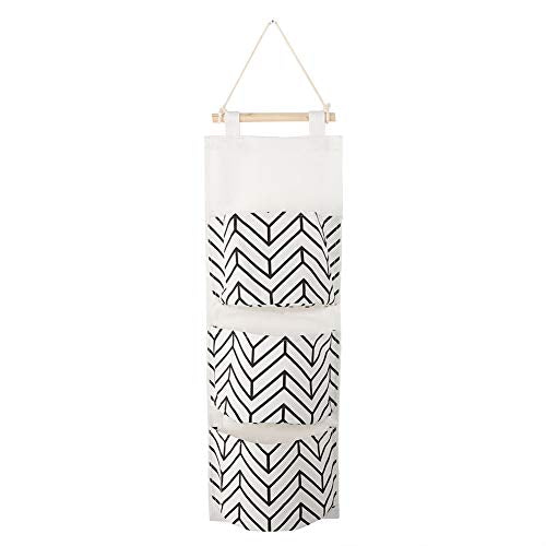 Cotton Linen Hanging Wall with 3 Pockets for Entryway, Bedroom, and Dorm Room Storage – Space-Saving Solution for Keys, Phones, and Daily Essentials