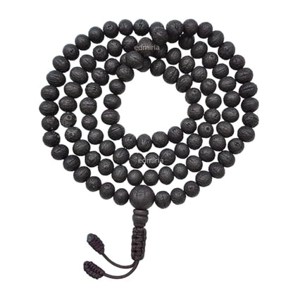 Bodhi Seed & Rudraksha Mala 108 Beads, Buddhist Prayer Japa Mala Necklace for Meditation, Yoga, Spiritual Healing, Handmade Unisex Prayer Beads, Bodh Gaya Inspired Collection