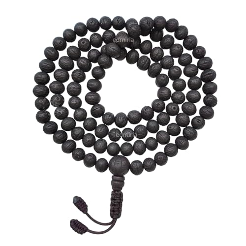 Bodhi Seed & Rudraksha Mala 108 Beads, Buddhist Prayer Japa Mala Necklace for Meditation, Yoga, Spiritual Healing, Handmade Unisex Prayer Beads, Bodh Gaya Inspired Collection