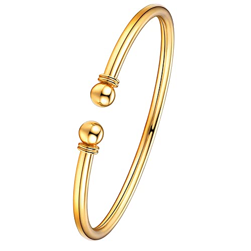 U7 Unisex Simple Cuff Bracelet 18K Real Gold Platinum Plated Fine Bracelets Fashion Jewelry Open Bangle Cuff Bracelets, Twisted or Heart Style - color: C.Simple Cuff-Gold Plated Sterling Silver