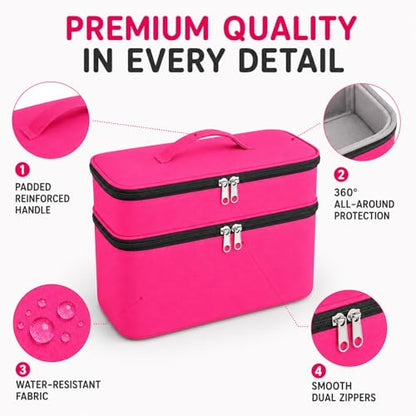 Bevegekos Carrying Storage Travel Bag for Toniebox 2 Starter Set, for 25+ Tonie Figures, Charging Station & Headphone, Case Only (Large, Rosy Red) - color: Rosy Red