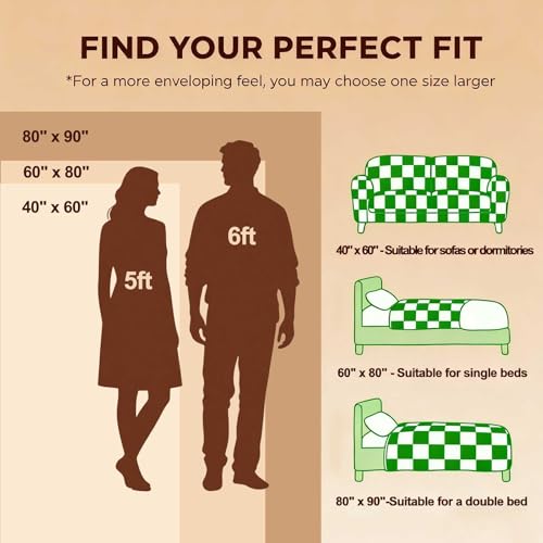 Cotton Throw Blanket, 60x80 Queen Size Lightweight Plaid Checkered, Soft 4-Layer Reversible Breathable All Season Blanket for Bed Couch, Green - color: Green Checkered, size: 60"x80"