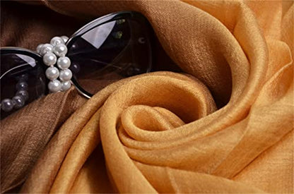 Cotton Silk Scarf Elegant Soft Wraps Color Shade Scarves for Women - color: Gradient - Yellow