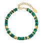 Beaded Bracelet for Women and Girl, Colorful Beach Boho Gems Bracelet 14K Gold Plated Stackable Handmade Bohemian Multicolor Natural Stone Bracelet - color: Malachite