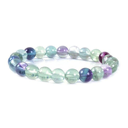 Justinstones Gem Semi Precious Gemstone 8mm Round Beads Stretch Bracelet 7 Inch Unisex - color: AA Clear Fluorite