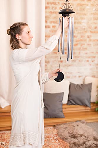 Moon Meditation Chimes for Relaxing Sound Healing, 2-YEAR WARRANTY - color: Silver, size: Medium, style: Set