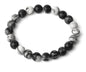 8mm Natural Stones Strand Bracelets Single Color Round Beaded Elastic Bracelet for Women Jewelry - color: Black Agate