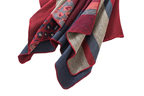 Urban CoCo Women's Color Block Shawl Wrap Open Front Poncho Cape - color: Series 2-red