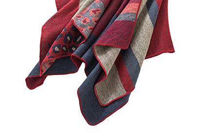 Urban CoCo Women's Color Block Shawl Wrap Open Front Poncho Cape - color: Series 2-red