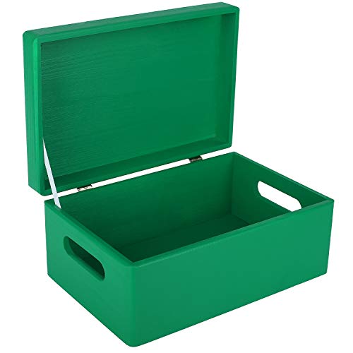 Creative Deco Large Green Wooden Box Storage with Hinged Lid | 11.8x7.87x5.51in (+-0.5) | Keepsake with Handles | Gift Box for Tool Dog Toy Shoes Kitchen Storage | Wood Keepsake Chest Trunk - color: Green, size: L | Handles