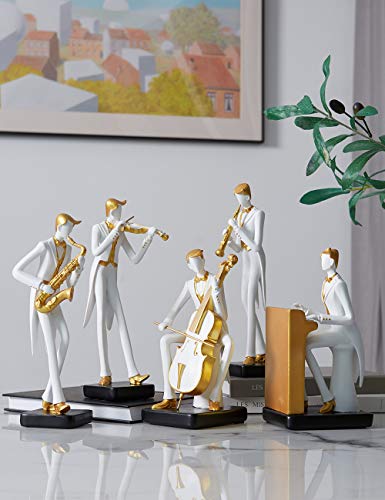 HAUCOZE Music Decor Musician Statue Saxophone Sculpture Figurine Music Lovers Gift for Studio Living Room Office 10 Inch