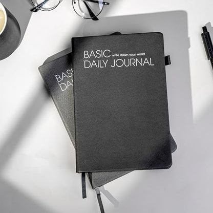 CAGIE Lined Journal Notebook for Work 256 Pages Hardcover Journals for Writing with Pen Loop A5 Daily Journaling Notebooks with Pocket, 5.7" x 8.3", Black - color: 01 black