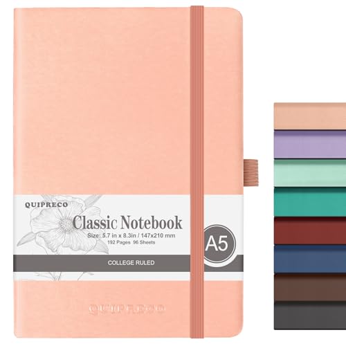 Lined Journal Notebook, (Blush), A5 192 Pages, 5.7 in x 8.3 in - 100 GSM Thick Paper – Hardcover Journaling Notebook for Work, School,Travel,Daily Planning & Note Taking - color: Pink, size: A5 Lined
