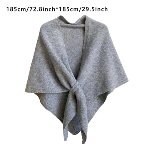 Pashmina Shawl Wraps for Women Knitted Shawls Scarf Solid Color Lightweight Poncho Wrap Tops Fall Winter Clothing - color: Gray