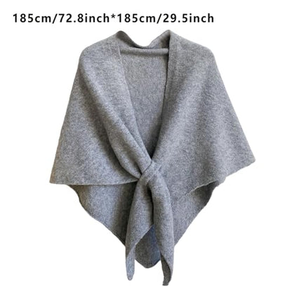 Pashmina Shawl Wraps for Women Knitted Shawls Scarf Solid Color Lightweight Poncho Wrap Tops Fall Winter Clothing - color: Gray