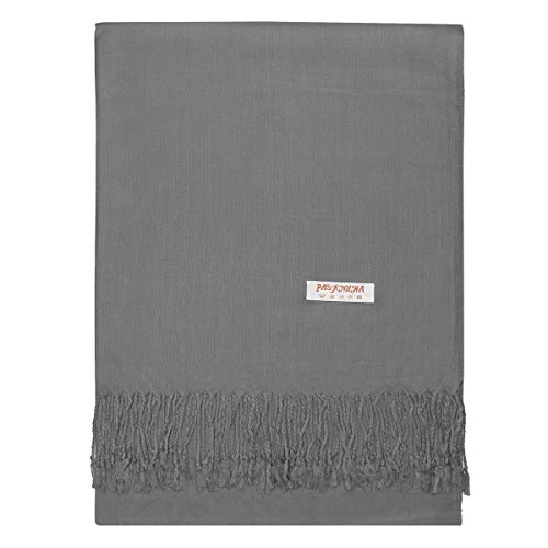 Falari Women's Soft Solid Color Pashmina Shawl Wrap Scarf, for Wedding, Bridesmaid Gifts, Evening Dress - color: Dark Grey