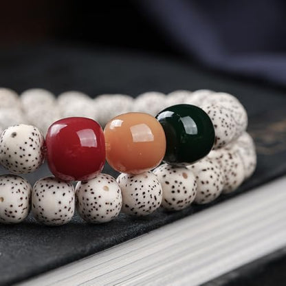 Natural Star Moon Bodhi Bracelet for Women Men Double-loop Winding Star Moon Bead Bracelet Meditatioon Healing Anxiety Relief Energy Buddha Bead Bracelets Birthday Gift - color: Bodhi 22