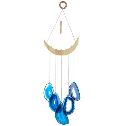 rockcloud Agate Slices Geode Wind Chime Home Garden Decoration Figurine - color: Deep Blue
