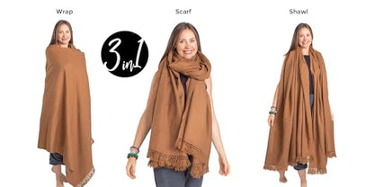 Meditation Shawl or Meditation Blanket, Shawl/Wrap, Oversize Scarf/Stole. Large. Unisex. - color: Sand Brown