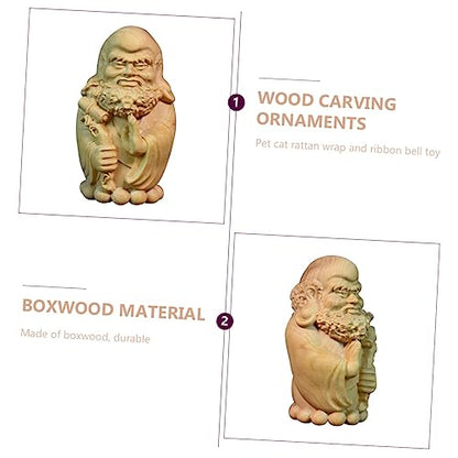 Bodhidharma Wooden Statue Hand-Carved Huangyang Wood Ornament for Zen Decor Meditation Space and Spiritual Home Decoration