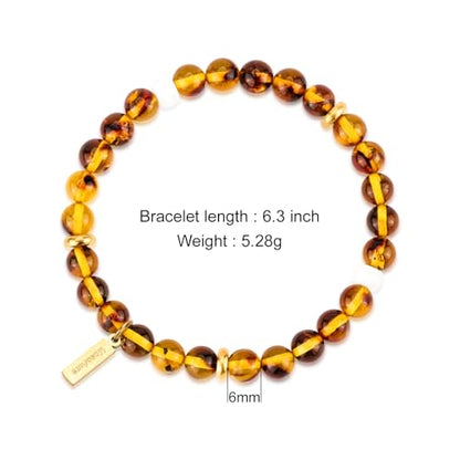Natural Garnet Crystal Bracelet for Women & Men – Handmade Gemstone Beaded Stretch Bracelet, Polished Red Garnet Jewelry Gift, Root Chakra Stone for Confidence & Courage - color: Sacral Chakra – Amber Serenade bracelet
