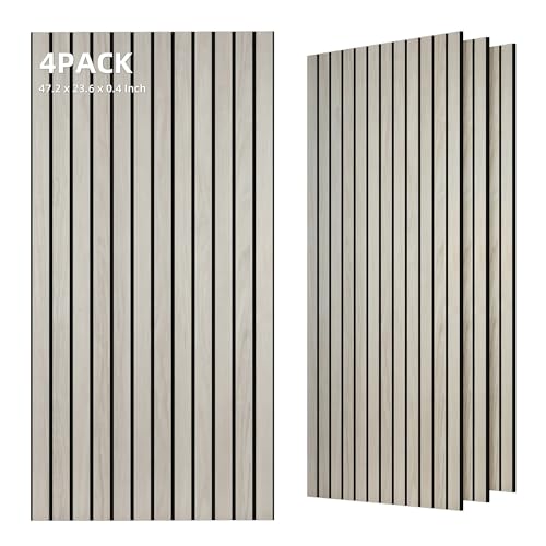 TO-TH Wood-Look Acoustic Panel, 4 Pack 47.2” x 23.6” Soundproof Wall Panels, Decorative Sound Absorbers Large Acoustic Panels for Home, Office, Basement, Natural Oak - color: Oak, size: 4 pcs - 47.2'' * 23.6''