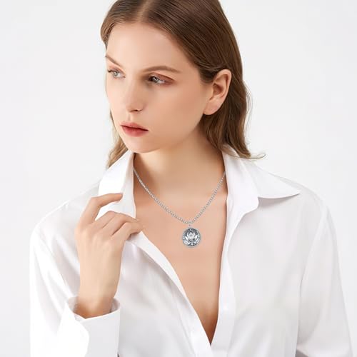 Evil Eye Necklace for Women 925 Sterling Silver, Protection Necklace with Blue Evil Eye Charm, Evil Eye/Lotus Pendant Jewelry, Birthday Christmas Gifts for Her - style: Lotus Evil Eyes 10