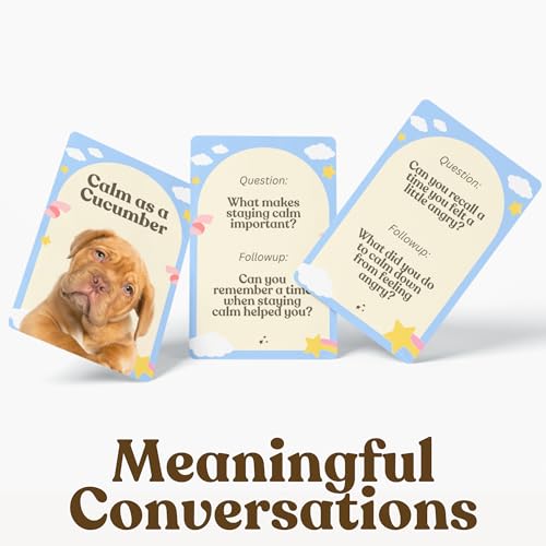 Pawsitive Talk - 50 Mindfulness Converstion Starter Cards for Kids Children and Parents - Meaningful Conversations on Emotions and Wellness Autism Learning