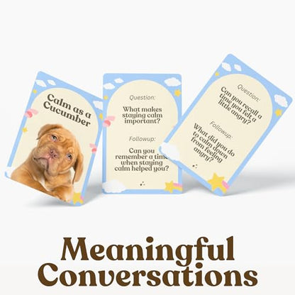 Pawsitive Talk - 50 Mindfulness Converstion Starter Cards for Kids Children and Parents - Meaningful Conversations on Emotions and Wellness Autism Learning