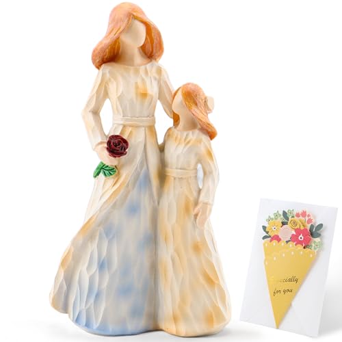 Mom Gifts from Daughter, Mother Daughter Figurine, Hand-Painted Resin Sculpture, Meaningful Birthday Mothers Day Valentines Day Gift, Home Decor Keepsake (Mother Daughter Rose Figurine) - color: Mother Daughter Rose Figurine