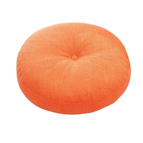 Round Meditation Cushion,Japanese Tatami Floor Pillow Cushion Seating Pillows,Cotton Linen Seat Pads Chair Cushion for Balcony Office Pet Bed Reading Area(16inch, Orange) - color: Orange, size: 16inch
