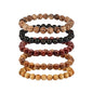 5Pcs Natural Wood Bracelets with Hematite Stone Cross Religious Tibetan Buddhist Christian Style