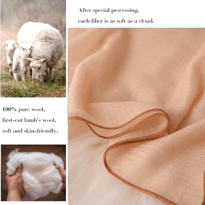 Luxury Cashmere Pashmina Style Shawl - Silk & Wool Blend Scarf, Lightweight Skin-Friendly Wrap - color: Honeycomb Fabric. - Orange
