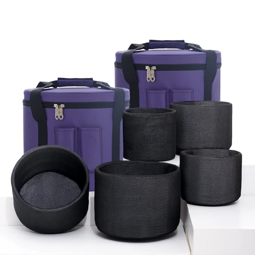 KVKA 6-12 Inch 440hz Crystal Singing Bowls Set of 7pcs White with Carrying Cases, Meditation,Yoga
