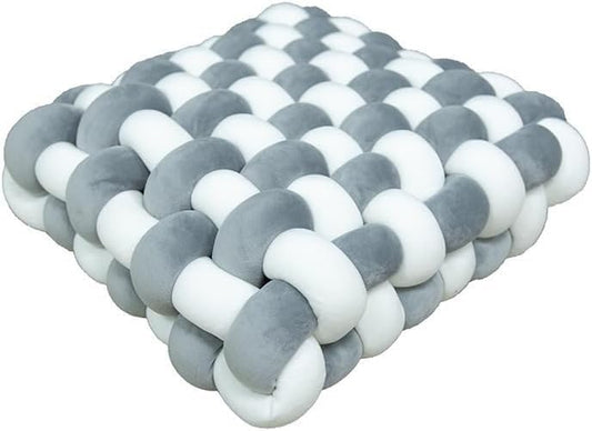 Hand-Knitted Meditation Floor Pillow Square Knot Cushion Sitting Yoga Soft Velvet Plush Floor Seating Bohemian Tatami Seat Pad Living Room Bedroom Handwoven Throw Accent(B,40x40x12cm) - color: B, size: 40x40x12cm
