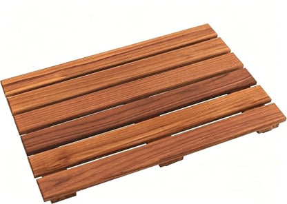 VaeFae Teak Shower Mat, Non-Slip Bath Mat, Luxury Spa Mat, Wooden Mat for Bathtub, 20 x 13 in - size: 20" x 13" (Rectangular)