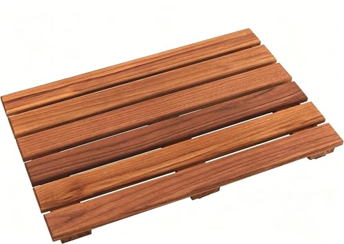 VaeFae Teak Shower Mat, Non-Slip Bath Mat, Luxury Spa Mat, Wooden Mat for Bathtub, 20 x 13 in - size: 20" x 13" (Rectangular)