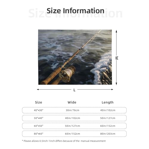 Fishing Rod Prints Throw Blanket (320g Flannel) Anti-Pilling Warm Fuzzy Blankets for Bed Sofa Couch Travel 40x30 Inch - color: Fishing Rod, size: 40x30 Inch