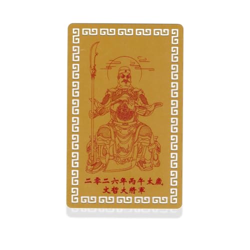 I-MART Tai Sui Amulet 2026 Feng Shui Card, General Wen Zhe Year of The Horse Protection Talisman, Tai Sui Card 2026 for Luck, Harmony & Prosperity, Pocket Size Feng Shui Gift 3.2x2 Inches (Size G) - size: Size G