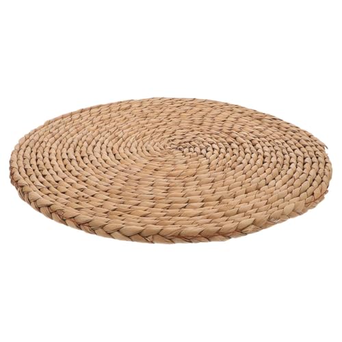 SUPVOX Thickened 1.5cm Natural Woven Meditation Cushion Yoga Seating Pad 40cm Diameter Floor Pillow for Indoor Outdoor Picnic and Zen Practice
