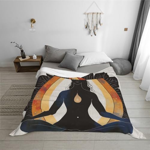 Yoga Meditation Printed Flannel Blanket 40x30 Inch 240g - for Bedroom, Sofa, Office, Plush Warm Sofa Throw Blanket, Comfy Blanket All Seasons - size: 40x30 Inch