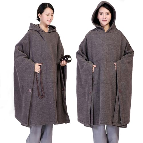 Meditation Clothing,Plush Meditation Cloak Meditation Cloak Meditation Clothes Monk Clothes Layman Clothes Thick and - color: Gray, size: Large
