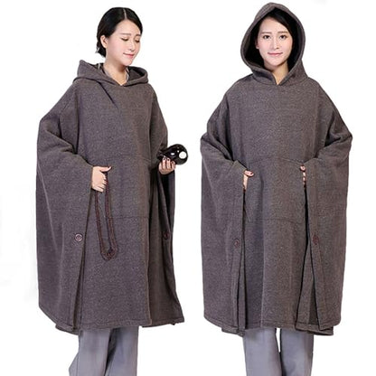 Meditation Clothing,Plush Meditation Cloak Meditation Cloak Meditation Clothes Monk Clothes Layman Clothes Thick and - color: Gray, size: XX-Large