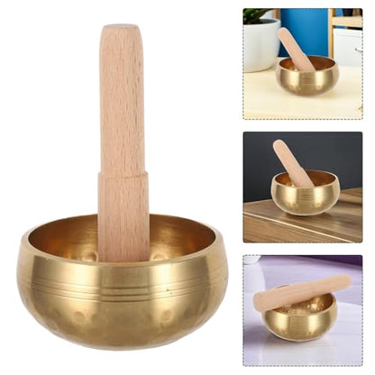 PRETYZOOM Authentic Nepal Hand-hammered Singing Bowl 8cm with Wooden Striker – Meditation Sound Bowl for Beginners Yoga Mindfulness and Relaxation Healing